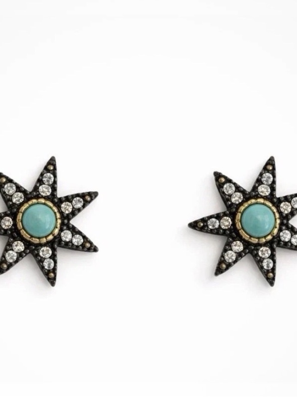 Freida Rothman Vermeil Turquoise Center Starburst Stud Earrings